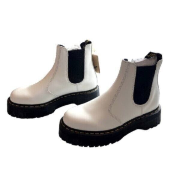 NEW Dr Martens Unisex White 2976 Quad Platform Chelsea Combat Boots 10 W /9 M - Picture 3 of 10
